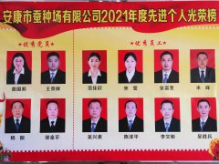 安康市蠶種場(chǎng)有限公司2021年度先進(jìn)個(gè)人光榮榜